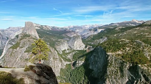 Beautiful Mountains Panorama in Yosemite National Park, Time Lapse Alpine