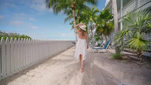 Enjoying a Relaxing Walk at a Beautiful Hotel Situated in Key West Florida