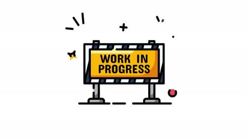 Animated Work in Progress Sign Icon in Flat Design