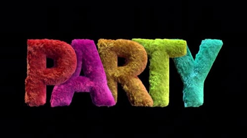 Colorful PARTY Plush Title On Alpha