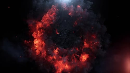 Anneau d'explosion de feu dynamique sur fond sombre