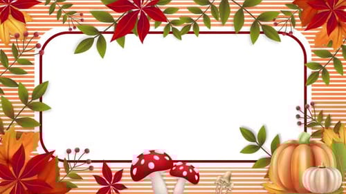 Autumn Leaves and Pumpkins Animated Decorative Frame