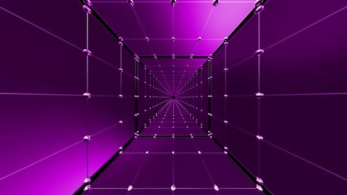 Futuristischer lila Tunnel mit geometrischen Mustern