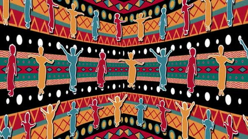 African Pattern Dancing Girls