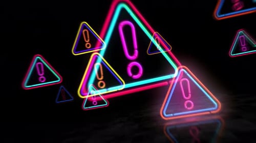 Alerta de vuelo 3D con símbolo de neón entre