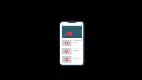 Animated Trending Video Graph On Phone. Social Media Growth Concept Video - Transparent