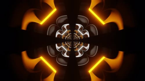 Orange And White Neon Glow Clover Tunnel Background Vj Loop In 4K