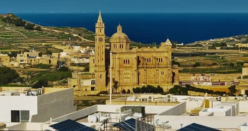 Aerial View of Basilica of Our Lady of Ta' Pinu Gozo Malta