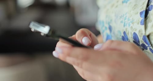 Woman Using Smartphone, Close Up