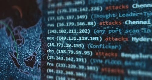 Cyber Attacks and IP Addresses on World Map