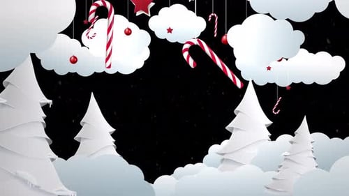 Animated Christmas Winter Scene Transition with Candy Canes