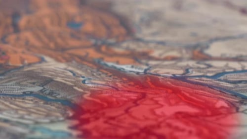 Antique Map Reveal with Red Light