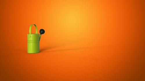 3D Animation of a Rotating Green Watering Can