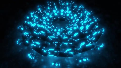 Futuristic Glowing Blue Circular Structure