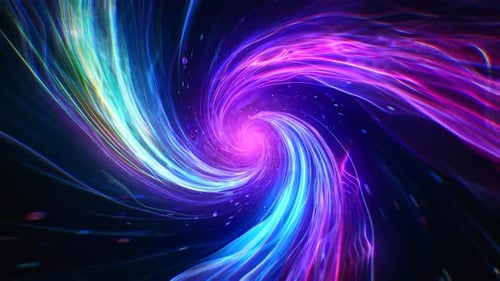 Vibrant Swirling Neon Light Energy Tunnel Background