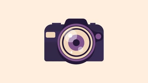 Animated Flat Design Camera Icon Reveal
