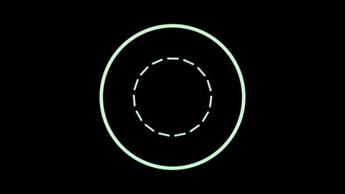 Pulsating HUD element of green strokes and rings randomly moving seamless loop alpha channel