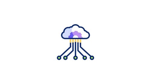 Flat Design Cloud Network Data Flow Animation