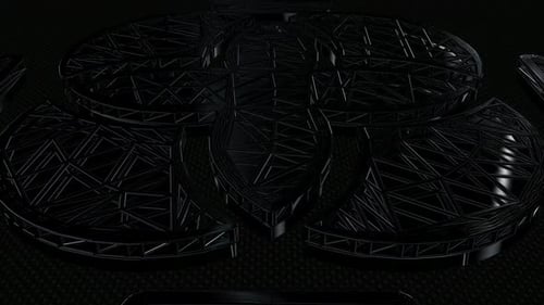 Abstract Dark Geometric Elements Rotating Background Animation