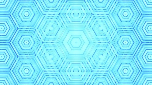 Abstract Blue Hexagon Geometric Tunnel Loop Background