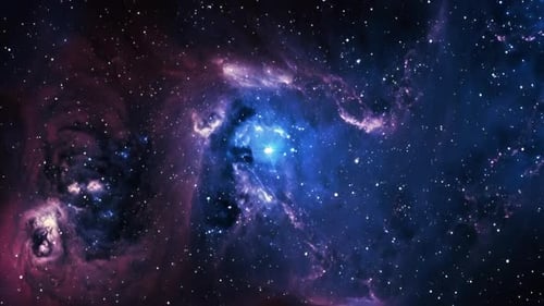 Flying Through a Colorful Deep Space Nebula with Stars