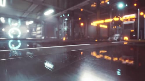 Moving Through Futuristic Sci-fi Technology Corridor