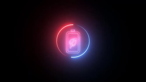 Neon Eco Battery Charging Energy Loop Icon