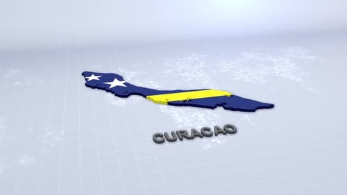 Animated 3D Map of Curacao with Flag Design