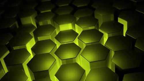 Green hexagons glow in darkness