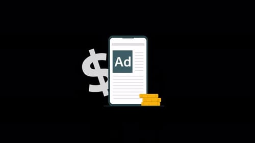 Animated Mobile Ad with Monetization Symbols