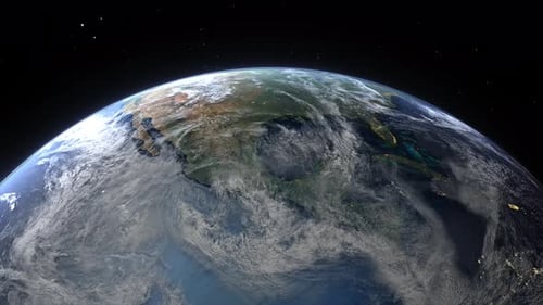 Realistic Earth Night From Space Flying Over Central America