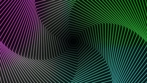 Neon Geometric Hexagon Tunnel Loop Background