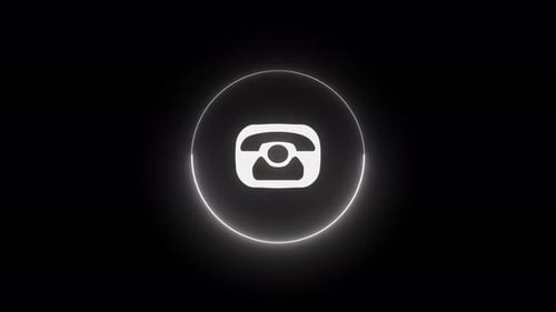 glowing circle phone call and social media icon animation
