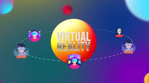 Virtual Reality Technology Icons and Text Loop Animation