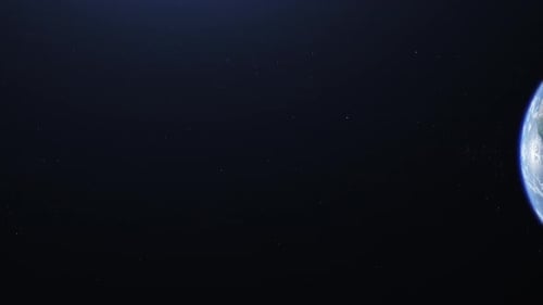 Horizontal view of planet earth on starry space.