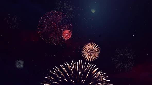 Fireworks Display Celebration Colorful New Year Loop Firework Explosion ...