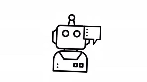 Animated Sketch Talking Robot Chatbot Icon