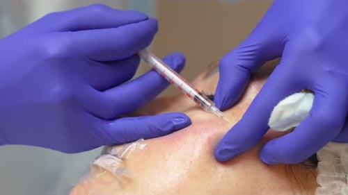 Woman Receives Cosmetic Injection for Wrinkles