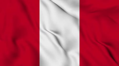 Animated Peruvian Flag Waving in Vertical Orientation with Realistic Fabric