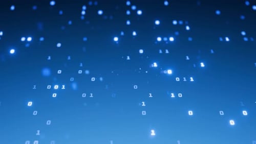 Fondo binario. Realidad virtual. Tecnología blockchain. Inteligencia artificial. Movimiento de cámara