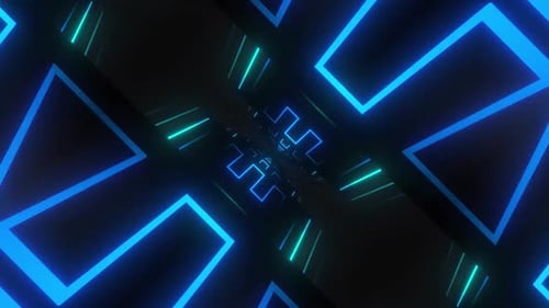 Futuristic neon tunnel with glowing lines for technology concepts