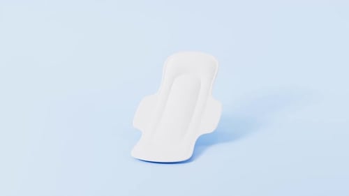 Weißes Modell einer Menstruationskissen, 3D-Darstellung.