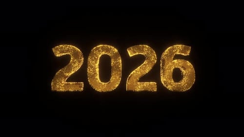Golden particles forming the number 2026 celebration