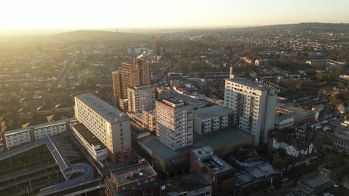 Aerial Town Of London Before Suuset