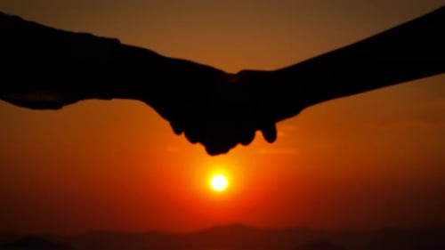 Friends Handshake By the Sea