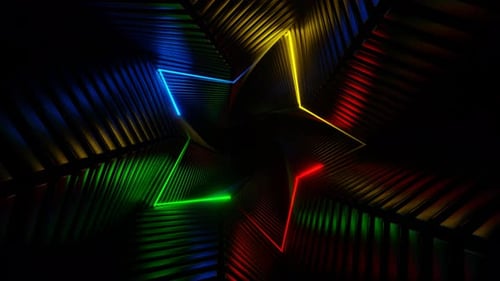 Multicolor Neon Star Spiral Tunnel Background Vj Loop In 4K