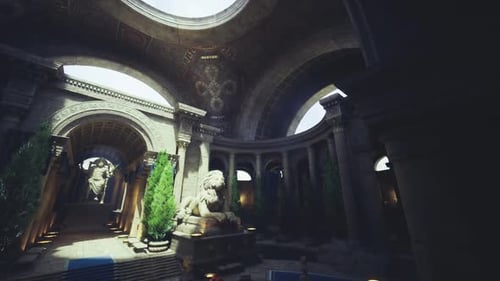 Calm Space with Natural Decor Tranquil Courtyard Illuminated By Soft Sunlight