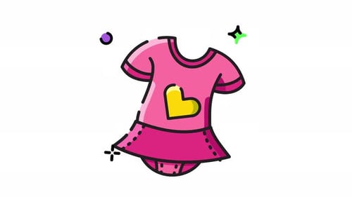 Animated Baby Girl Dress Icon with Heart for Baby Shower