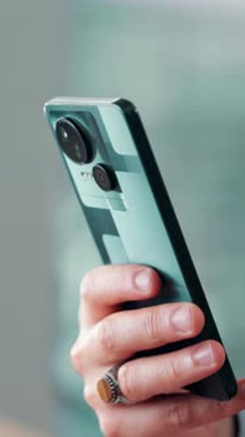 App, hands and phone with business person in office for communication or social media