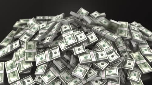 Falling Money Stacks Accumulation 3D Animation